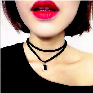 ACRYLIC PENDANT CHOKER NECKLACE WOMEN COLOR BLACK